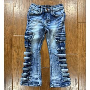 Valabasas Play Jeans Girls 5T Quantico Cargo‎ Stacked Denim Bootcut Punk Grunge